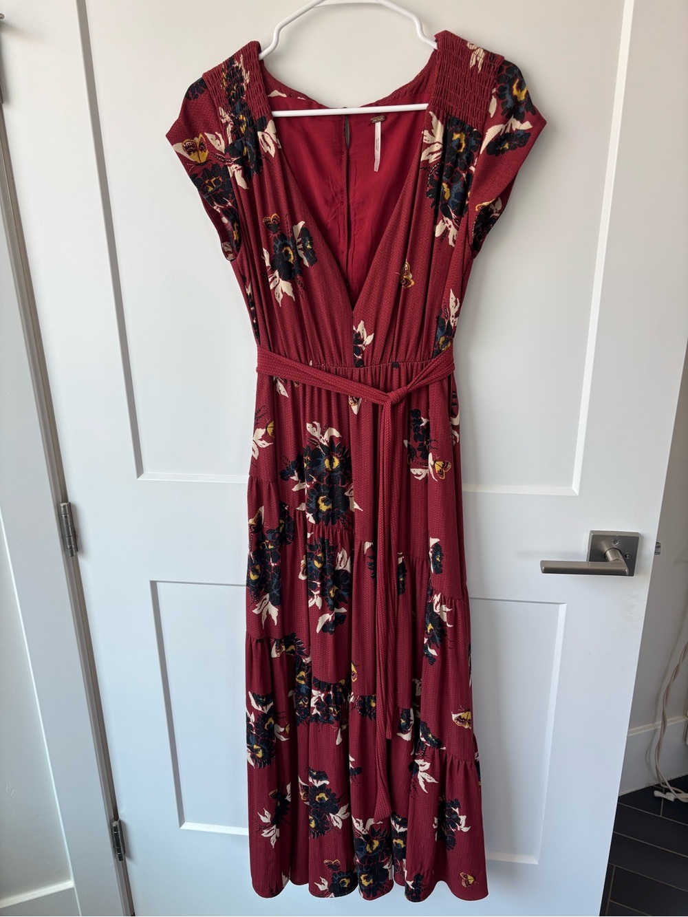 Free People Dark Red Floral Maxi Dress